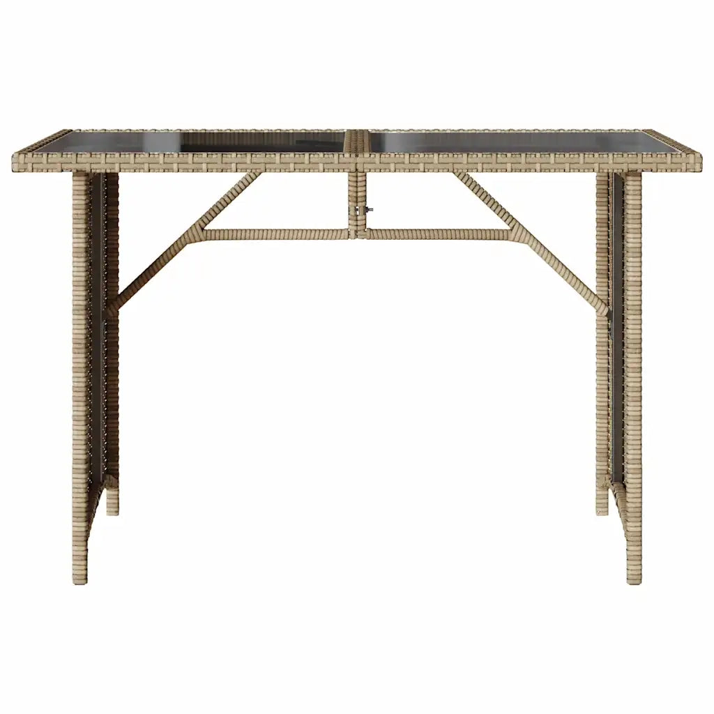 Tavolo da Giardino Piano in Vetro Beige 110x68x70 cm Polyrattan