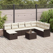 Set Divano da Giardino 9 pcs Marrone e Crema polyrattan