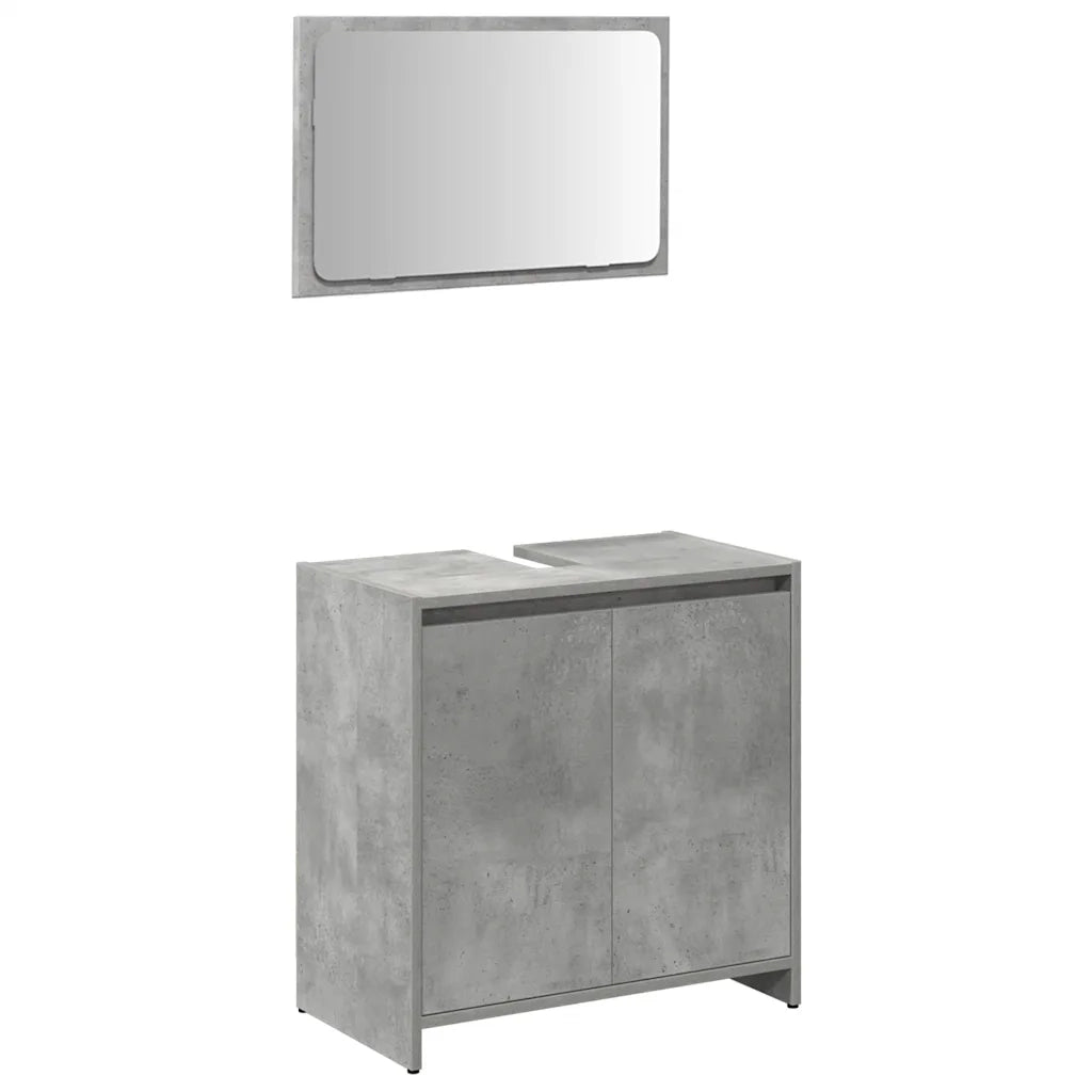 Set Mobili da Bagno 3 pz Grigio Cemento in Legno Multistrato