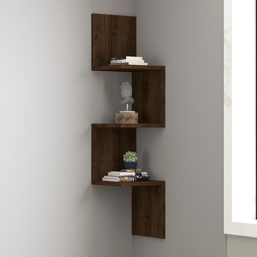 Sgurgola, Mensola 3 Ripiani, 25x25x105h cm Marrone Noce