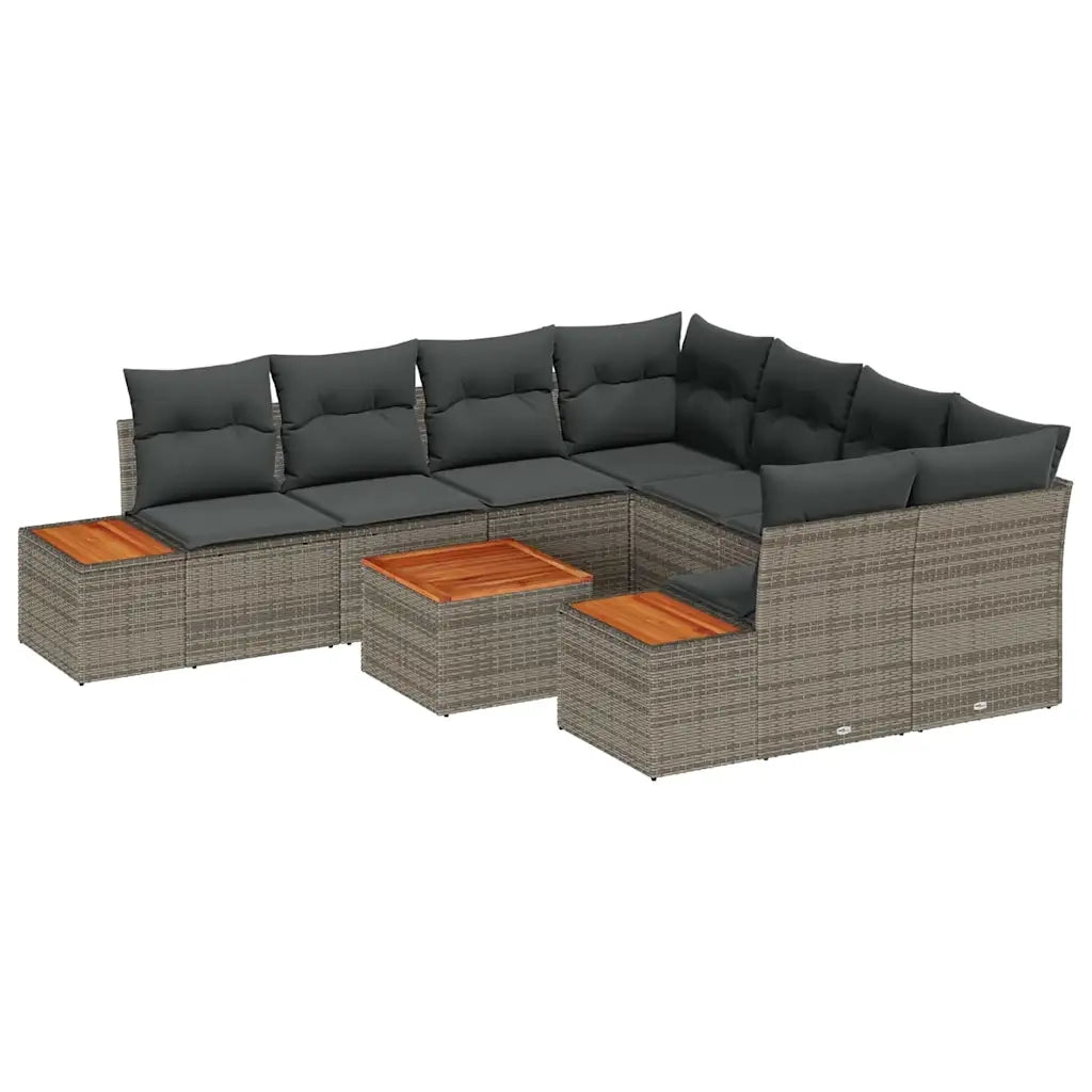 Set Divano da Giardino con cuscino 9 pcs Grigio Poly Rattan 3348055