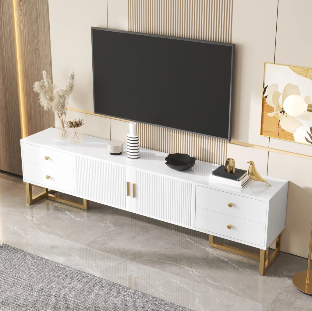 Mobile TV moderno 175 cm con 4 cassetti e 2 ante bianco