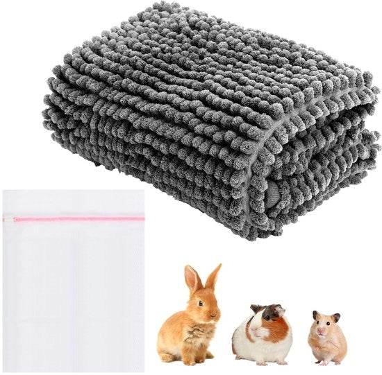 Sostegno per cavia, lavabile, 40 x 60 cm, con sacchetto di lavaggio, pipi-pads, per cavia, come pipi-pads, sostituzione, assorbente, antiscivolo, coperta per cavia per gabbia e interni, per tutti i piccoli animali, grigio