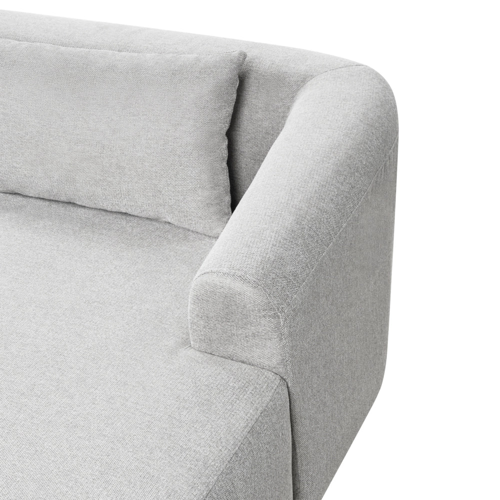 Divano angolare a 3 posti a sinistra Tessuto grigio Braccioli imbottiti a binario Cuscini aggiuntivi Stile moderno minimalista