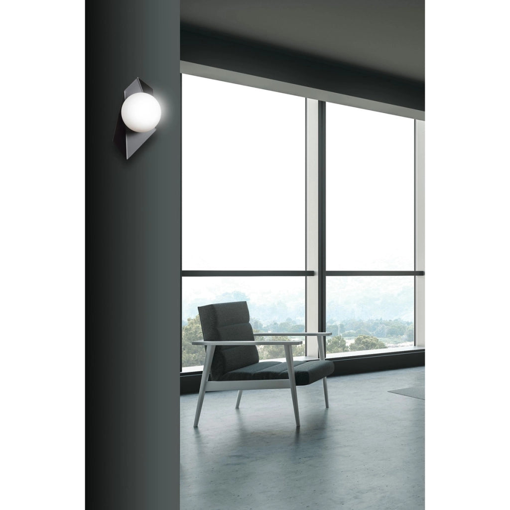 Lampada a parete Drifton in acciaio nero e vetro