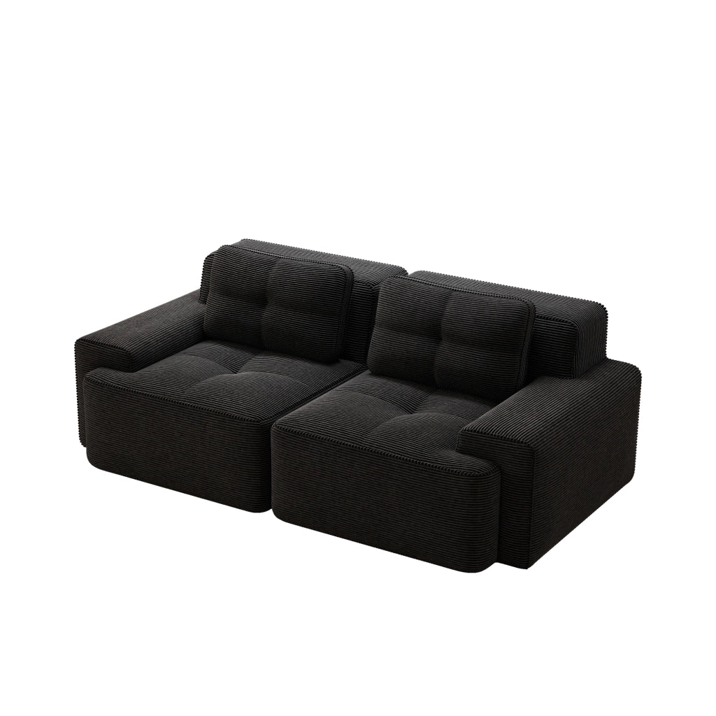 Divano Modulare Boneless con Tiefsitz ¨C Xylo ¨C Velluto a Coste, Nero, Loveseat