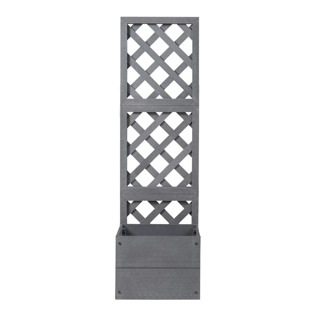 Fioriera con traliccio in legno composito 135 x 40 x 30 cm grigio 03_0009496