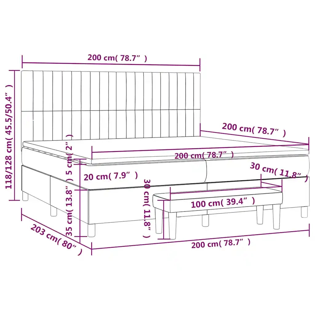 Giroletto a Molle con Materasso Blu Scuro 200x200 cm in Velluto 3137987