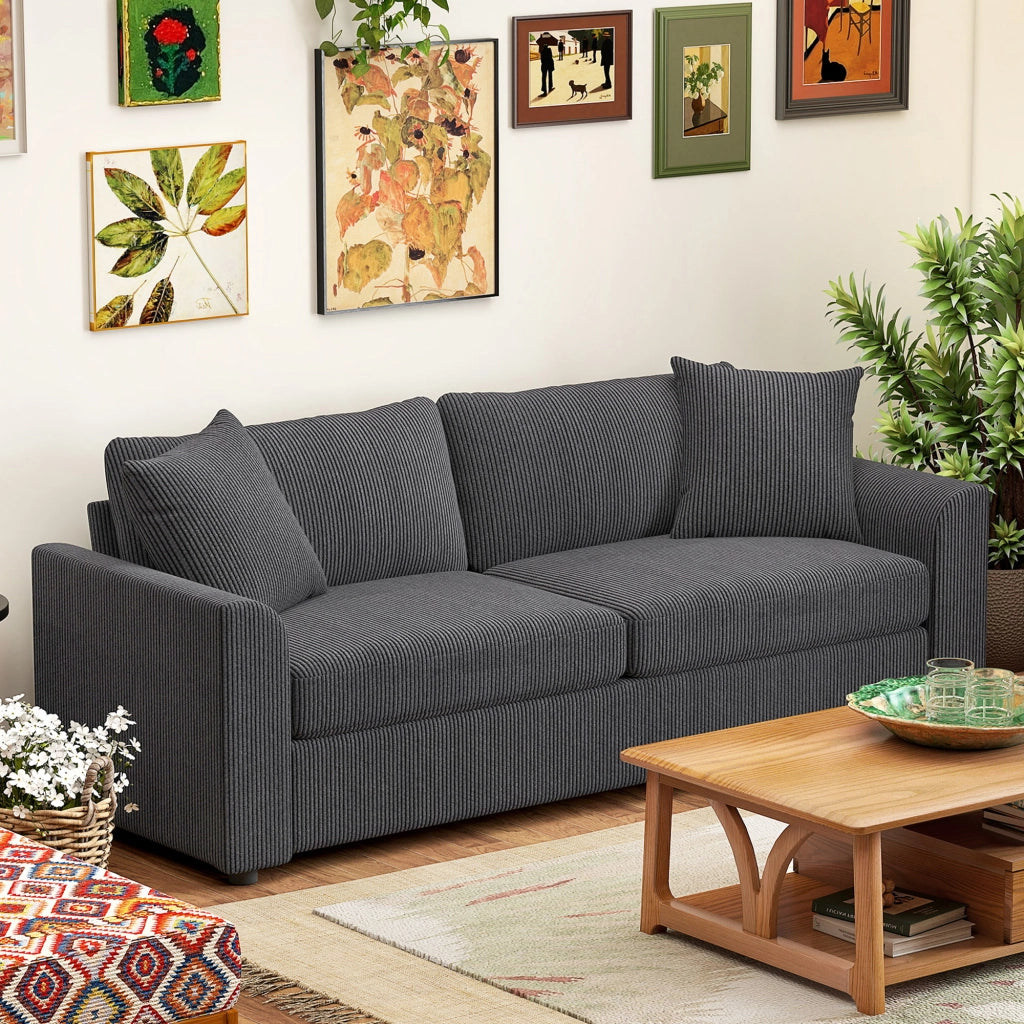 Divano 3 posti in tessuto ¨C zephmum ¨C grigio scuro 212 cm