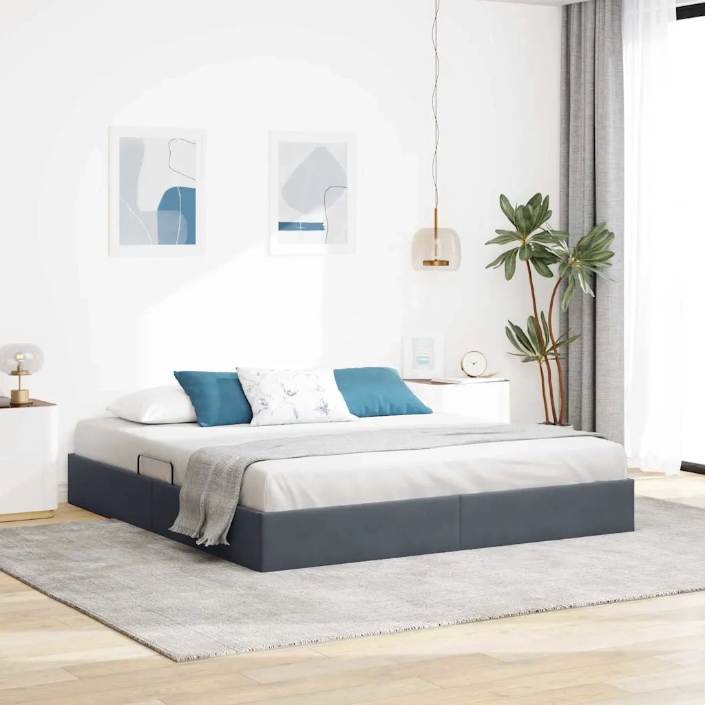 Letto con Contenitore Grigio Scuro 180 x 200 cm Velluto 3370128
