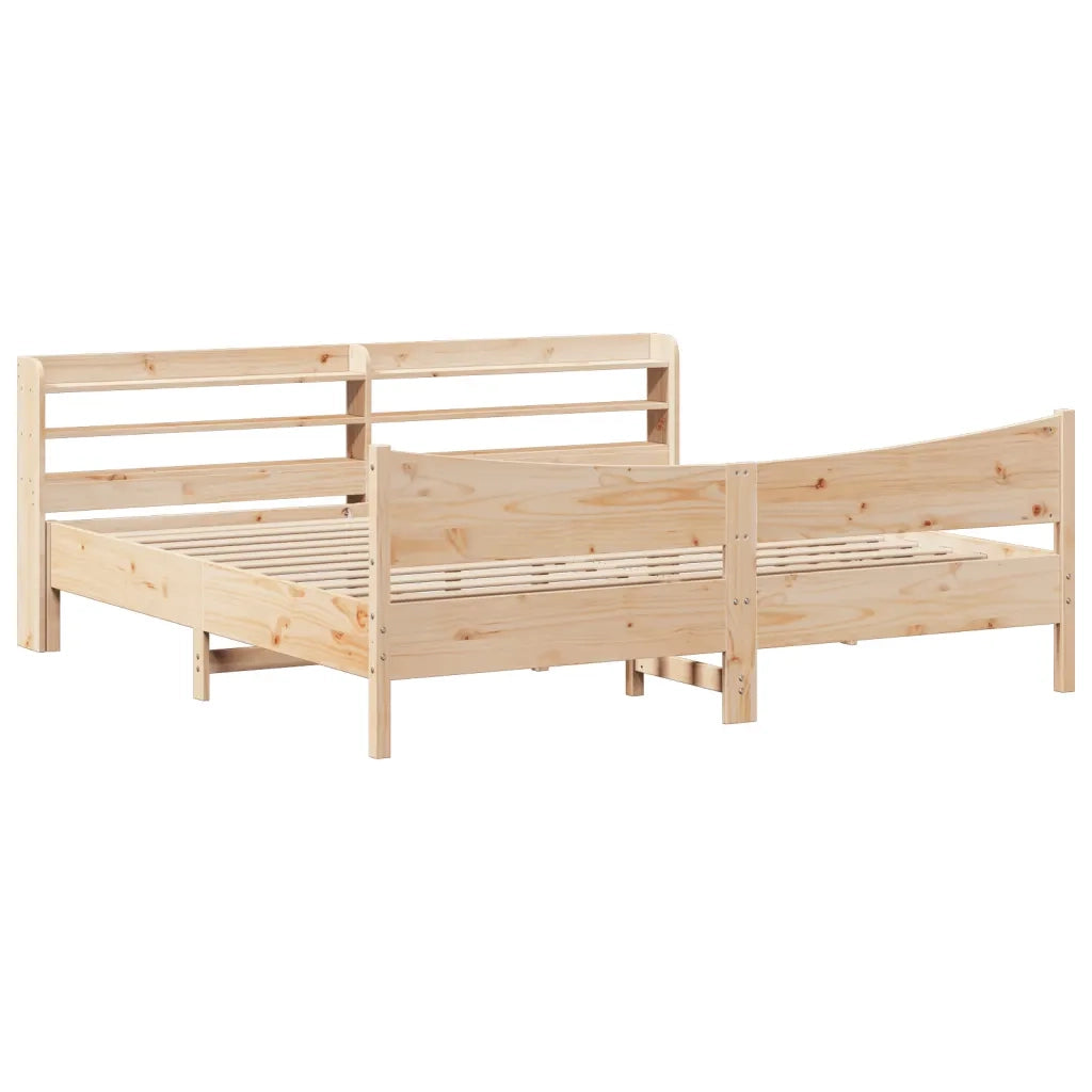 Giroletto con Testiera 200x200 cm in Legno Massello di Pino 3307032