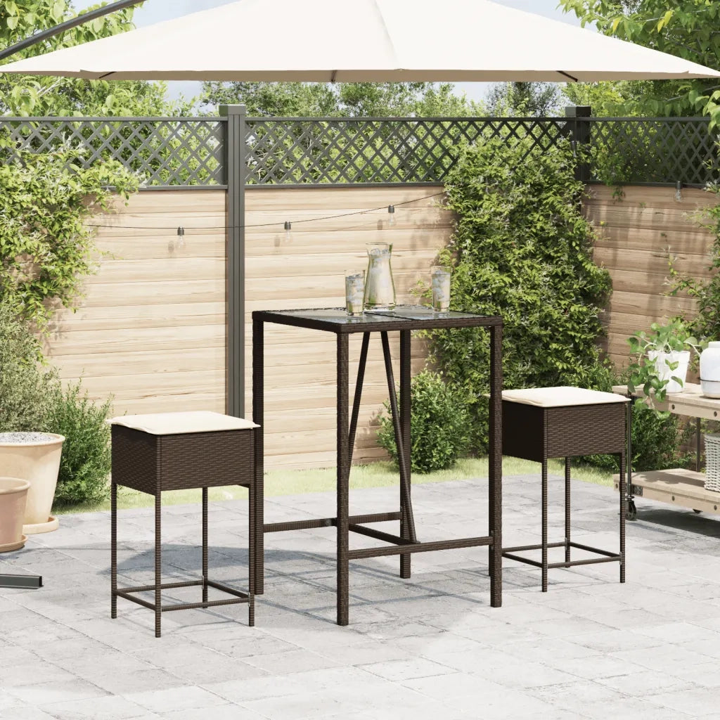 Sgabelli da Bar con Cuscini 2 pz Marroni in Polyrattan CFW6215272
