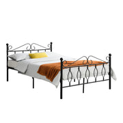 Struttura Letto in Metallo con Testiera e Pediera in Stile Romantico/Classico 140 x 200 cm Letto Francese / Matrimoniale - Nero