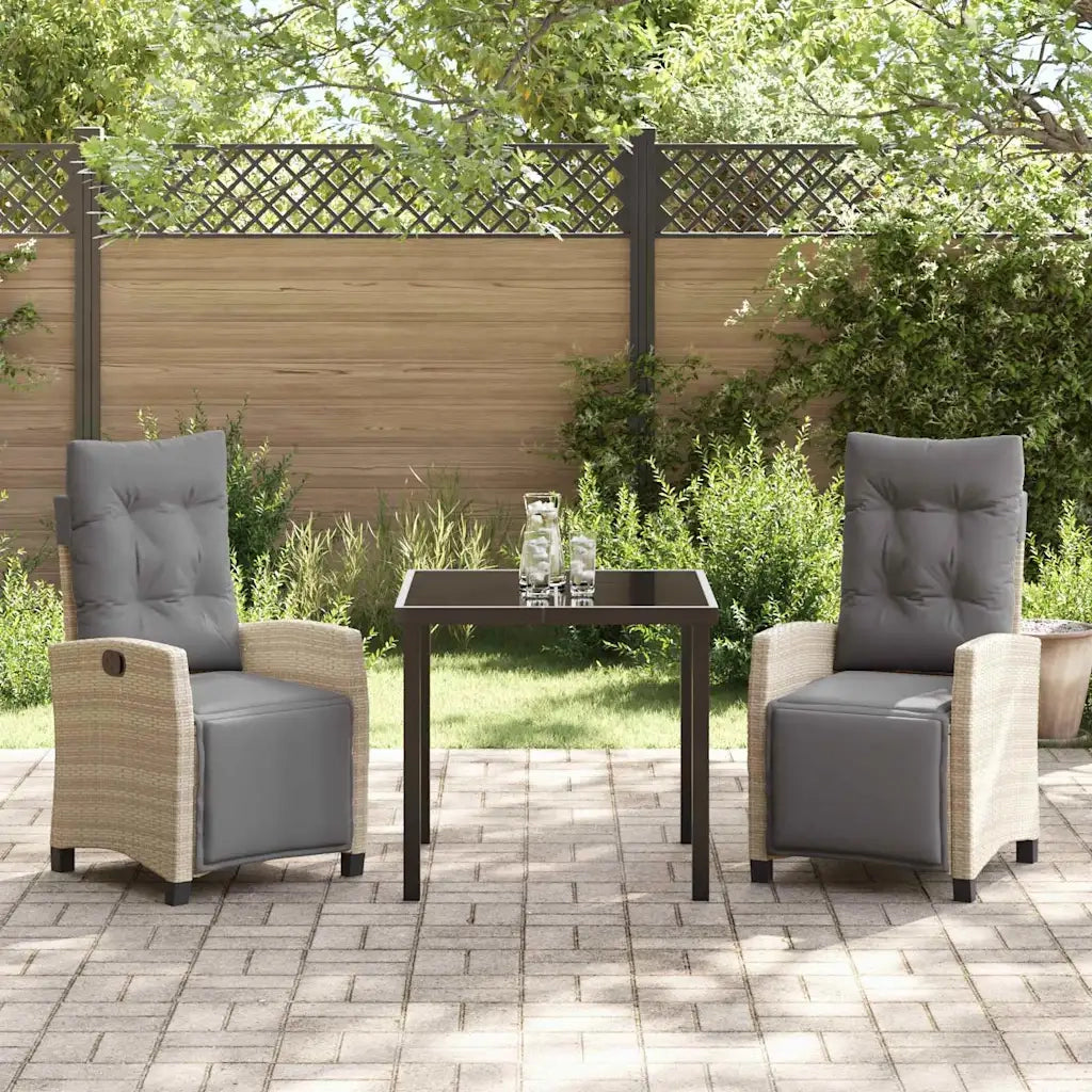 Set da Pranzo per Giardino con cuscino 3 pcs Beige polyrattan 3380449