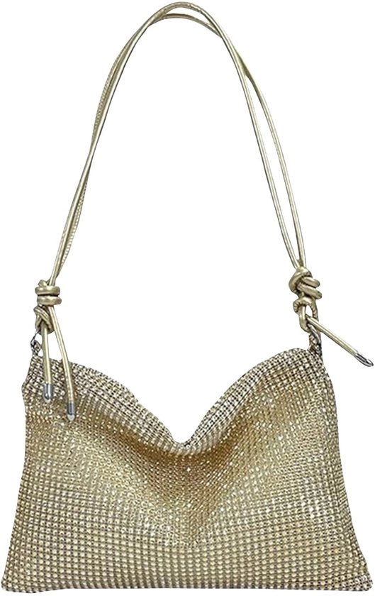 Borsa glitter per donne, borsa da sera per donne con alta capacità, chiusura a zip, cinturino regolabile, elegante borsa per donne, per gala serale, matrimonio, festa, ricevimento (oro)