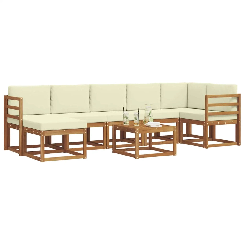 Set di divani da esterno con cuscino 8 pcs Naturale e Crema