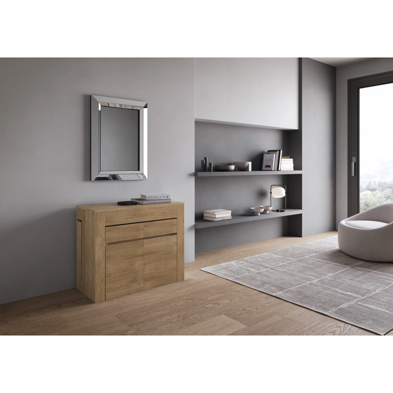 Consolle allungabile 90x42/302 Evolve con Panca inferiore e superiore 72x26/300 - Quercia Natura