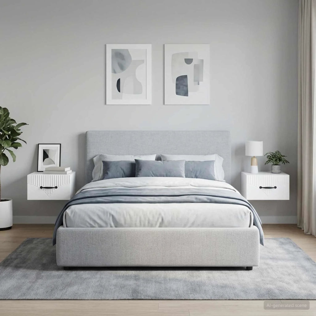 Mobiletto da notte a muro 2 pcs Bianco Lucido 34,5 x 33 x 20 cm 898944