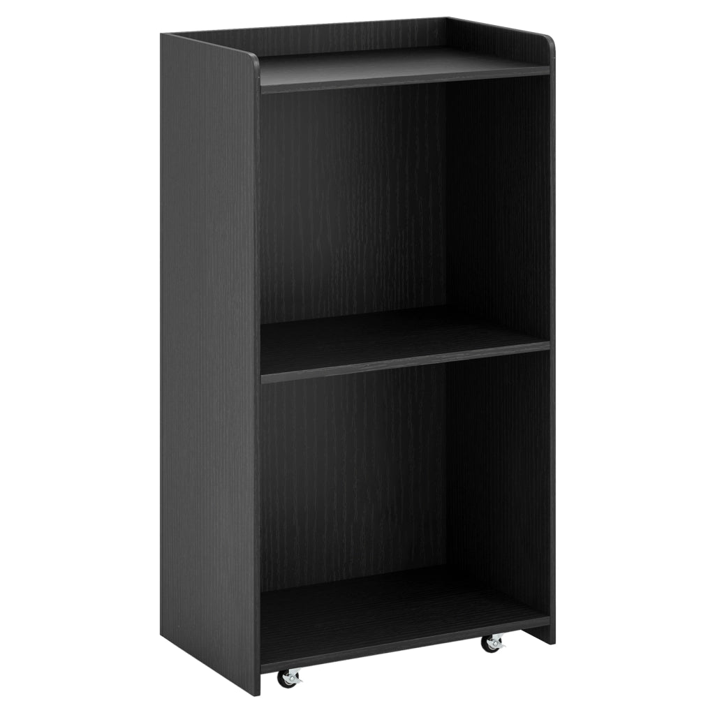 Leggio mobile legno podio presentazione 2 ripiani conservazione ruote universali-Leggio computer portatile chiesa ufficio scuola 105cm Nero