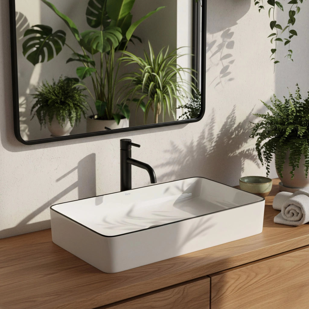 Lavabo Da Appoggio Rea Denis Black Edge