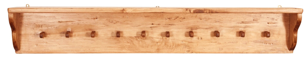 Biscottini Attaccapanni a mensola in legno massello di tiglio finitura naturale L157xPR22xH25 cm. Made in Italy