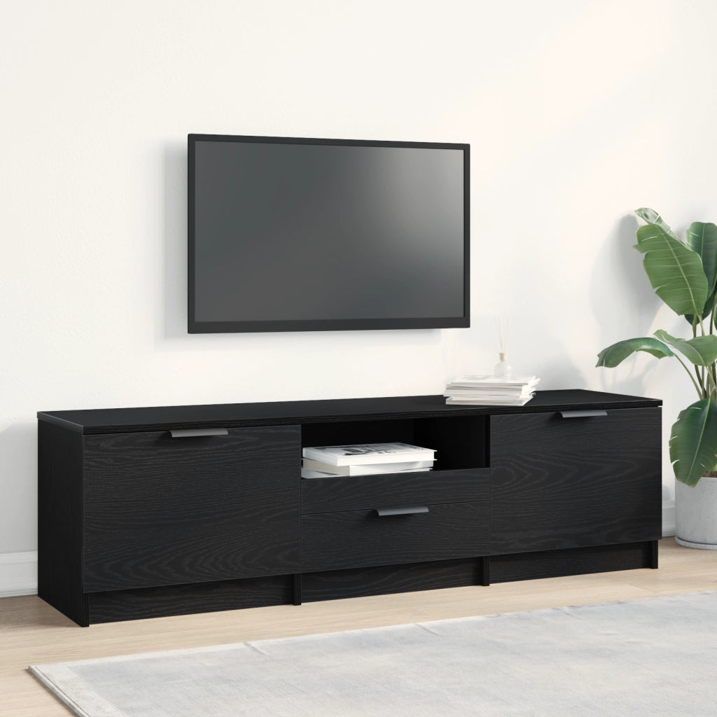Mobile TV  - Rovere Nero - 140x35x40 cm - Realizzato in Legno Ingegnerizzato