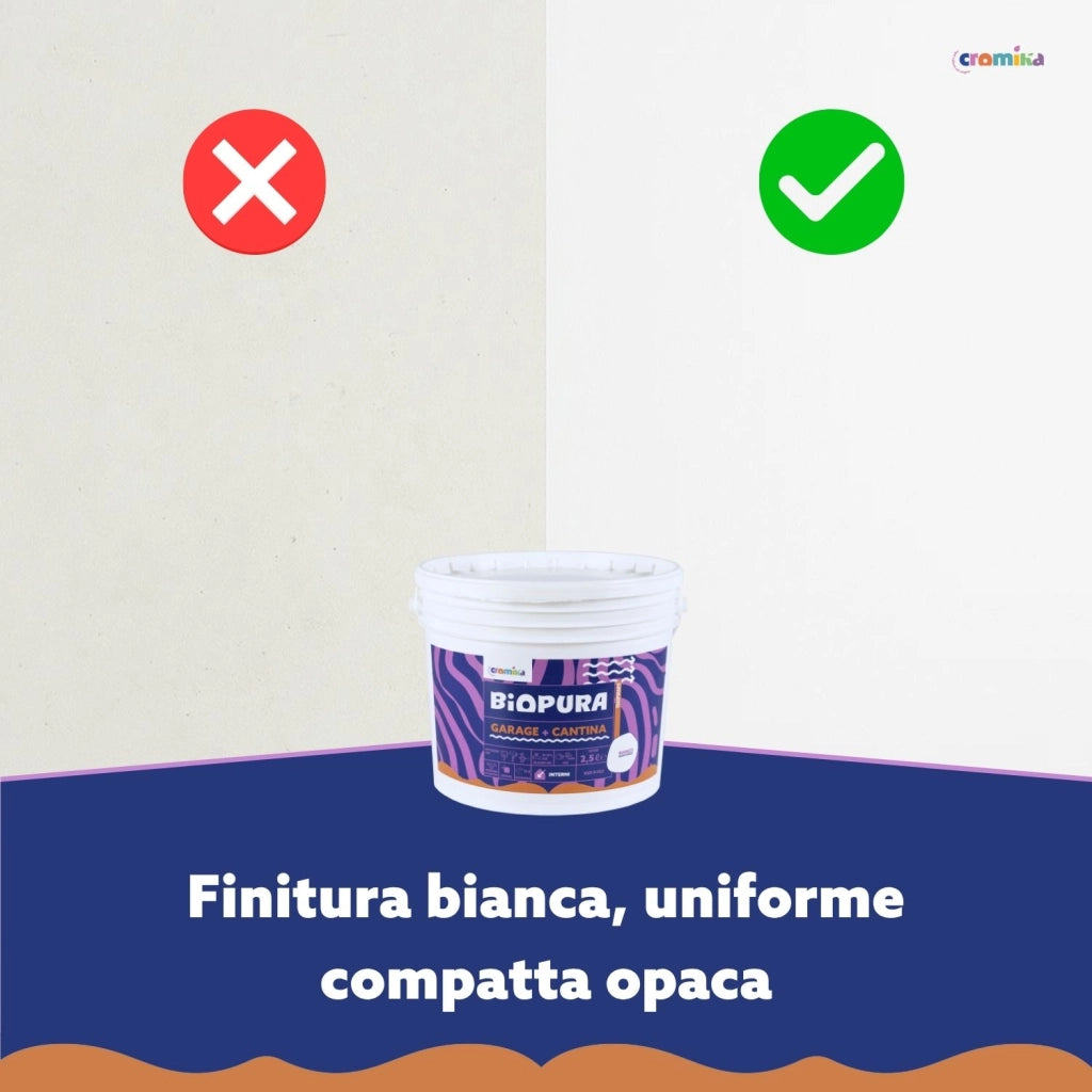 Pittura murale traspirante interni garage cantina linea biopura cromika *** formato 2.5 lt, confezione 1
