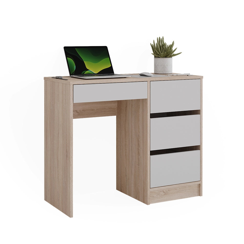 Vicco Scrivania Bianco/Sonoma 90 x 40 cm con cassetti