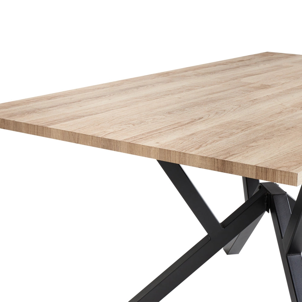 Tavolo da pranzo allungabile 160/200 x 90 cm marrone chiaro con piano in MDF e gambe in metallo in stile industriale moderno