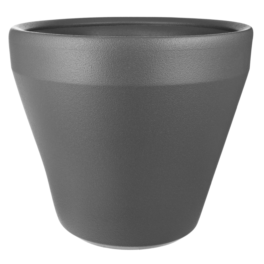 Vaso da fiori KADAX, grande, rotondo, per giardino e terrazzo, color antracite, 39 cm