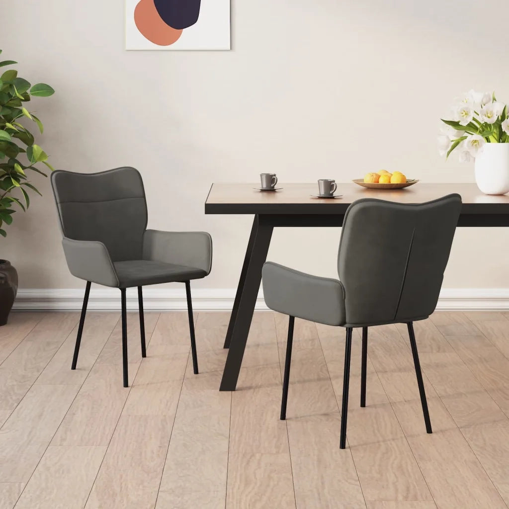 Sedie da Pranzo 2 pz Grigio Scuro in Velluto cod mxl 20562