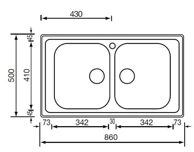 CM Zenith plus 86 x 50 2V Lavello ad incasso Rettangolare Acciaio inossidabile