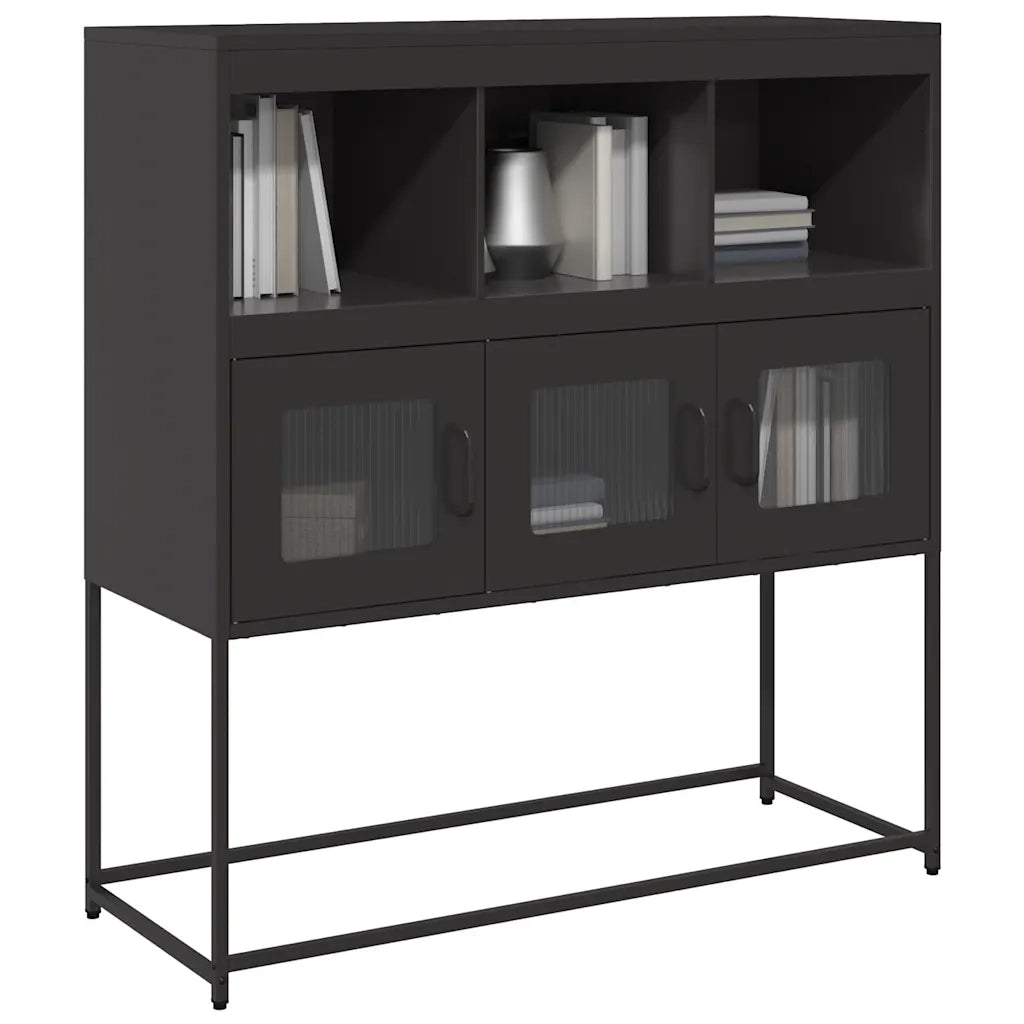 Credenza Nera 100,5x39x107 cm in Acciaio Laminato a Freddo 853416