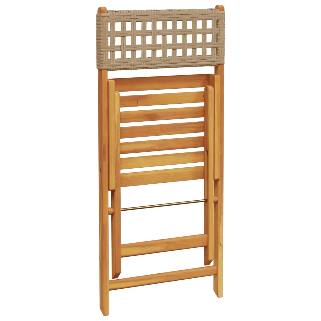 Set da Bistrot 3 pz | Set Salotto da Giardino Beige in Polyrattan e Legno Massello