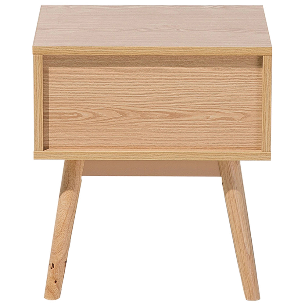 Comodino in legno chiaro con 1 cassetto grigio in legno prodotto dal design scandinavo