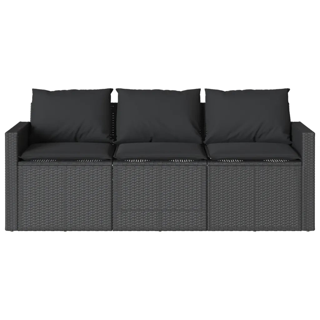 Set da Pranzo da Giardino 2 pz con Cuscini Nero in Polyrattan 366329
