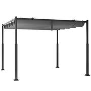 Pergola da esterno con tenda da sole retrattile 310 x 310 x 225 cm resistente e antivento stile moderno metallo grigio e nero 20_0013098