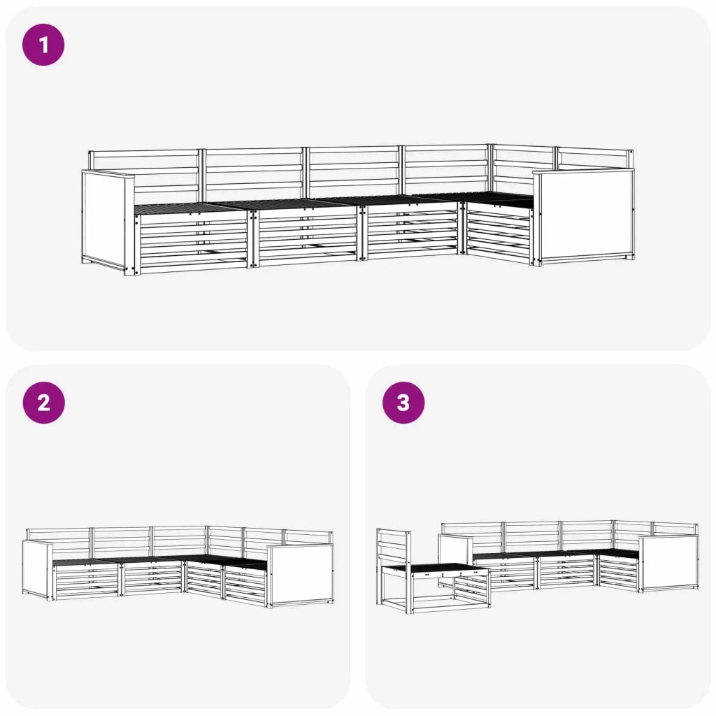 Set di divani da esterno 5 pz Naturale Legno di Acacia Massello 3383357