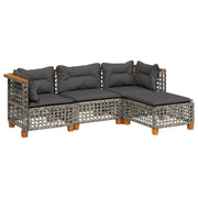Set Divani da Giardino 4 pz | Set Salotto da Giardino con Cuscini in Polyrattan Grigio