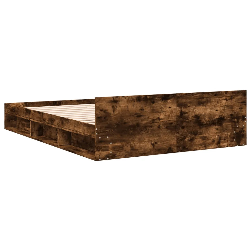 Giroletto con Cassetti-Struttura Letto con contenitore Rovere Fumo 160x200 cm Legno Multistrato 558798