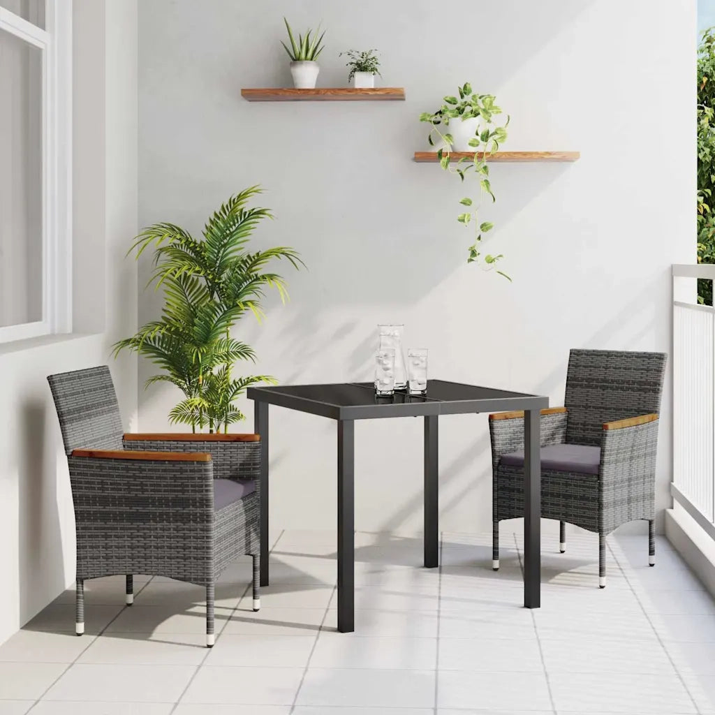 Set da Pranzo per Giardino con cuscino 3 pcs Grigio polyrattan 3379758