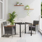 Set da Pranzo per Giardino con cuscino 3 pcs Grigio polyrattan 3379758