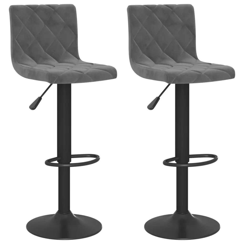 Sedie da Bar 2 pz Grigio Scuro in Velluto 333732