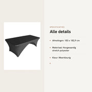 Tela da tavolo 1,8 m - Tela da tavolo Stretch - Tela quadrata con spandex - Protezione da tavolo - Duraturo e riciclabile - Aspetto professionale - Asciugamano da tavolo