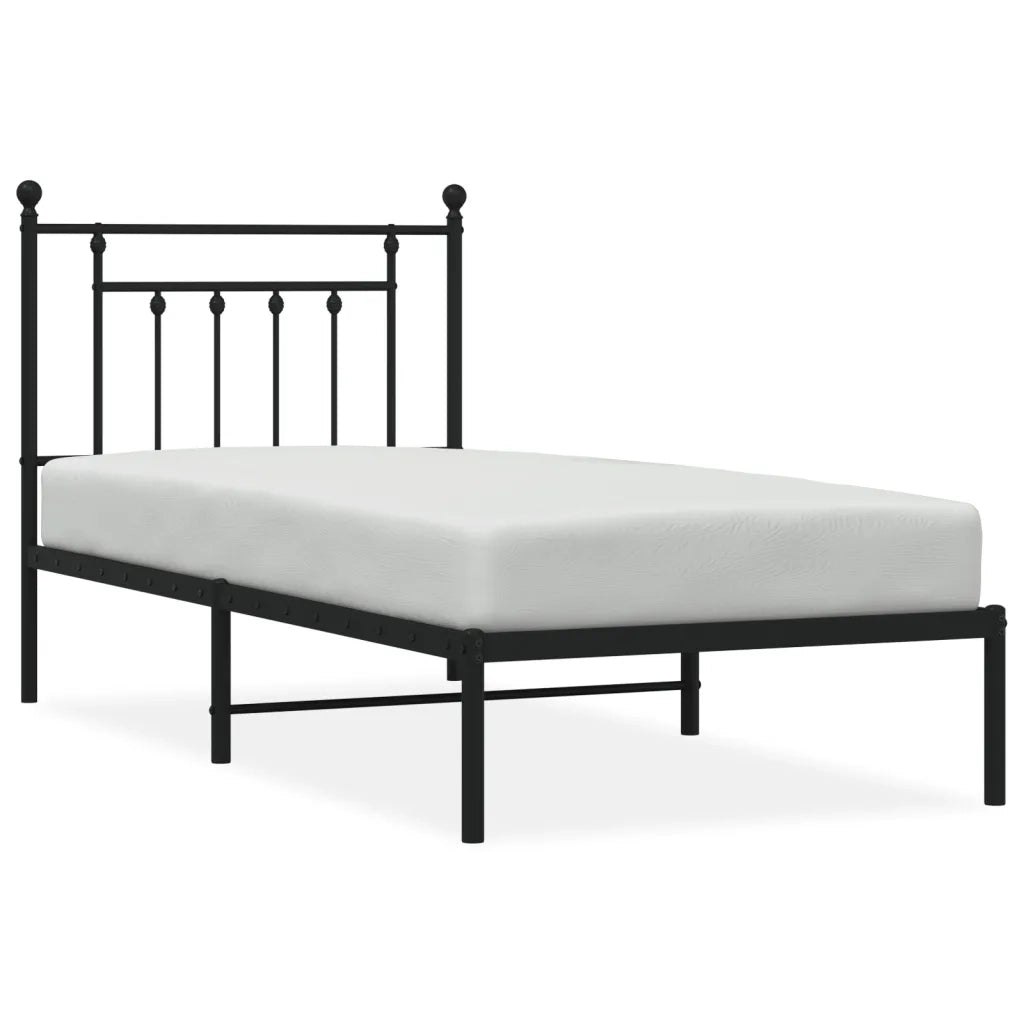 Giroletto con Testiera in Metallo Nero 80x200 cm 353528