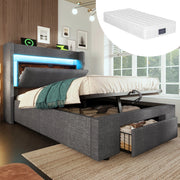 letto imbottito lino grigio 90x200 cm