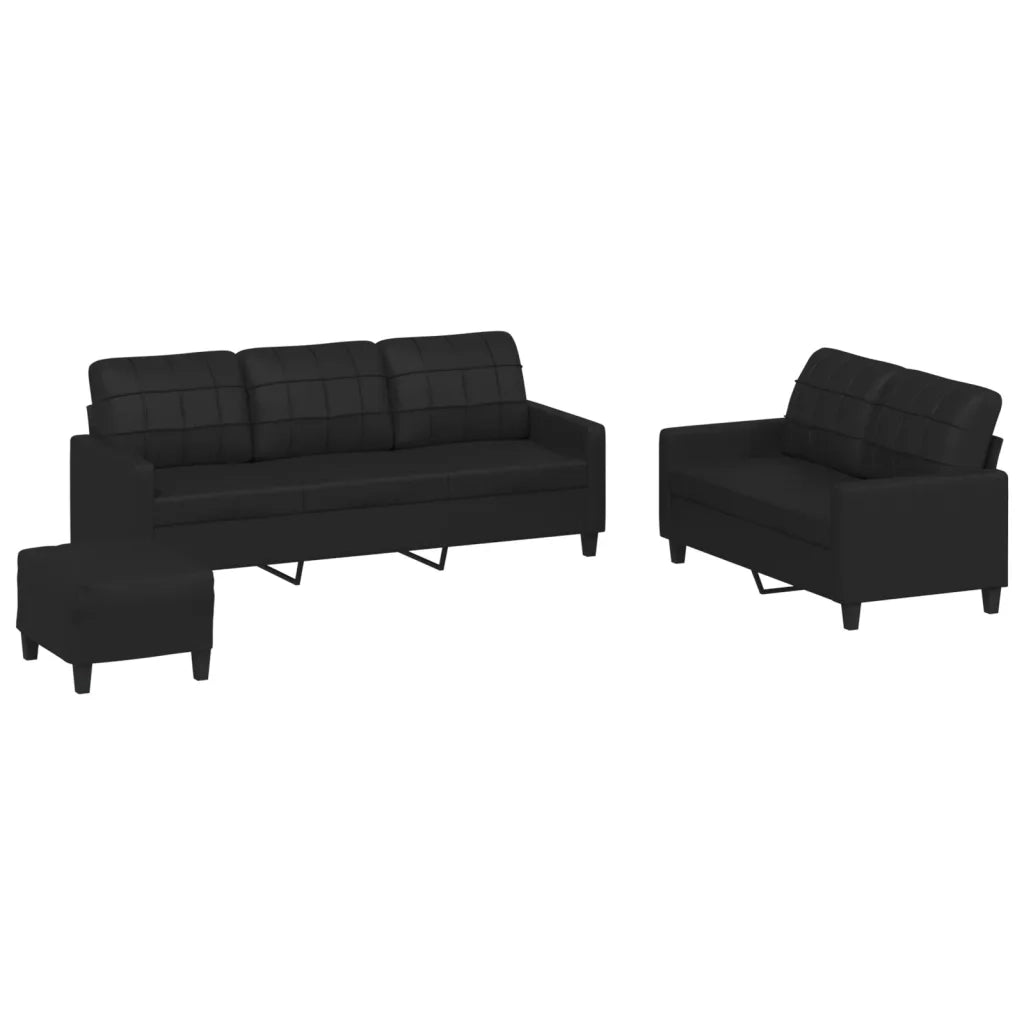 Set di Divani 3 pz con Cuscini Nero in Similpellecod mxl 131027
