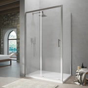 Box Doccia Angolare 90x130 cm in cristallo trasparente, con apertura scorrevole e parete fissa h190cm | Tenerife