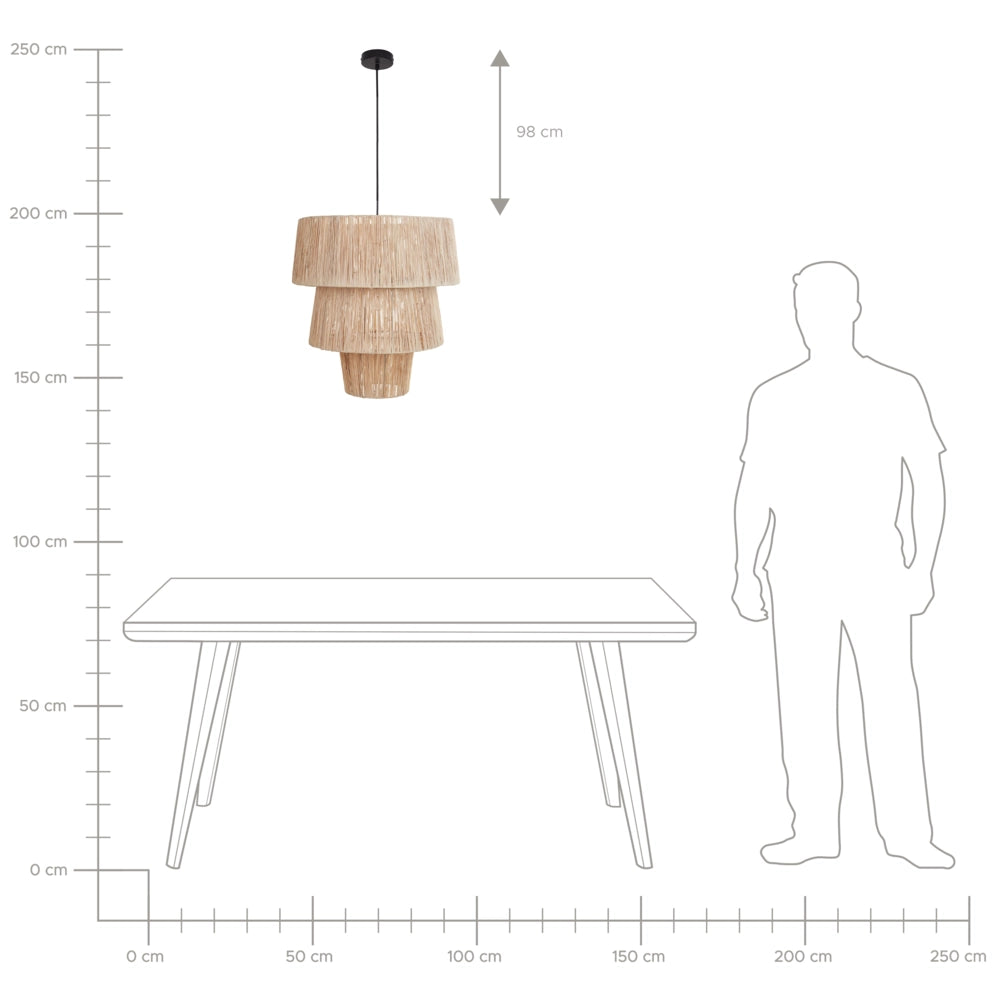 Lampada a sospensione con paralume in paglia naturale e base in ferro nero Lampada a sospensione in stile bohémien per il soggiorno, la camera da letto e il corridoio.