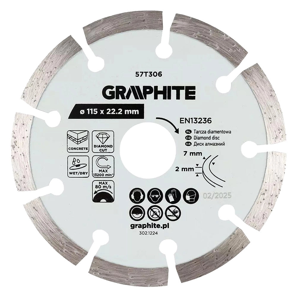 DISCO DIAMANTATO ø 115 mm - foro 22,2 mm  - GRAPHITE